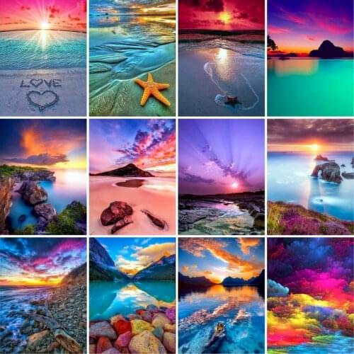 GATYZTORY Frame Diy Oil Painting By Numbers Sea Landscape Picture By Numbers Kits Modern Home Wall Art Decors 60x75cm Diy Gift