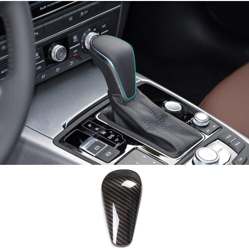 Car Interior ABS Carbon Fiber Gear Shift Handle Head Frame Cover Trim For Audi A6 C7 A7 2015-2018