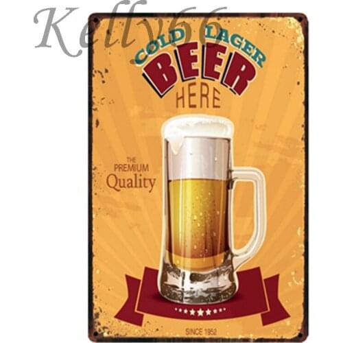 [ Kelly66 ] Cold Lager Beer Vintage Metal Sign Tin Poster Home Decor Bar Wall Art Painting 20*30 CM Size y-1384