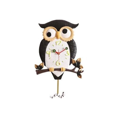Creative resin luminous clock Owl Bird bedroom wall clock living fashion quartz swing lazy Watch