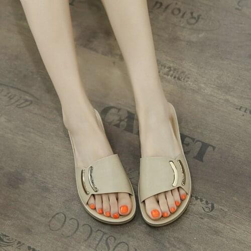 Summer Flat Heels Wear Slippers Foot Ring Belt Roman Sandals Flat Womens Shoes Slippers Low Heel Casual Slippers Beach