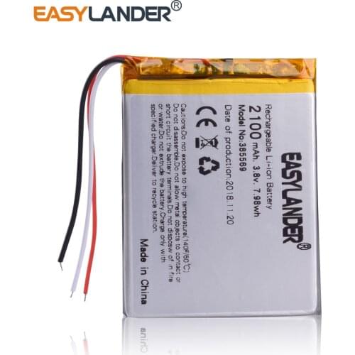 385569 3.8V 2100mAh Rechargeable li Polymer battery For GPS DVR Car recorder Telephone Explay Indigo E-book Digital Products