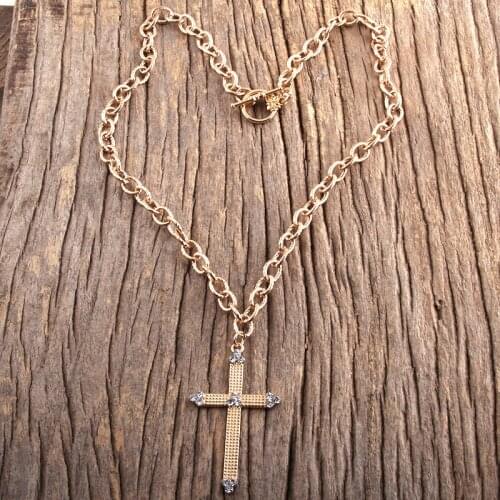 MD Fashion Bohemian Jewelry Links Chain Cross Pave Pendant Women Boho Necklace Gift