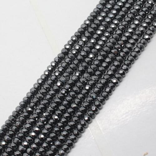 Mini. order is $7!3mm Beautiful Faceted Black Hematite Round Loose Beads 15"