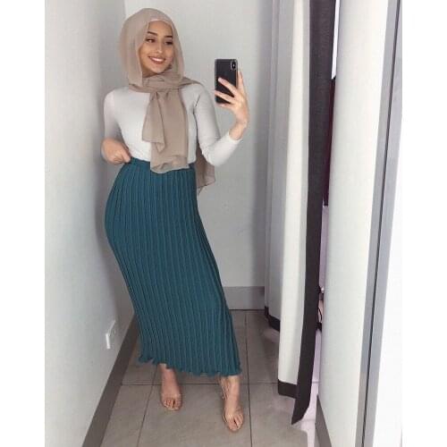 Fashion Womens Pleated Skirt Chiffon Long Skirt Princess Elegant Modest Muslim Bottoms Ankle-Length Party Islamic Clothing