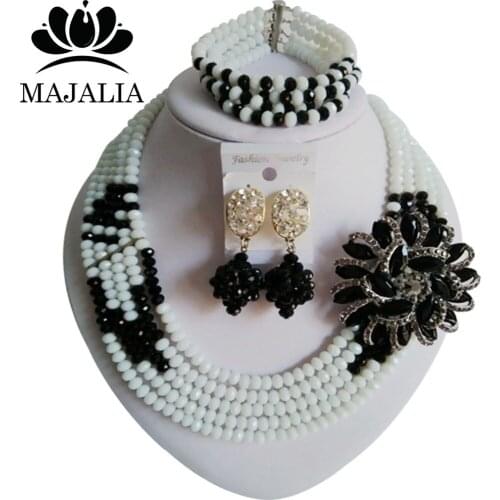 Trendy Nigeria Wedding african beads jewelry set white crystal necklace bracelet earrings Free shipping VV-283