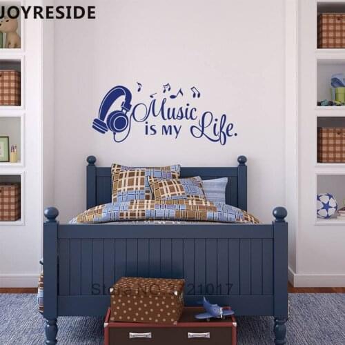 Music Headphone Wall Decals Home Rooms Music Fashion Decor Wall Sticker Headphones Pattern Music Notes Modern Style Decals M261