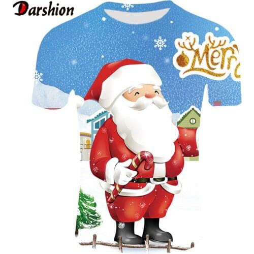 New Kawaii T-shirts Women Fashion Christmas Santa Claus Harajuku Short Sleeves T-shirt Suitable All seasons T-shirt Tops clothes