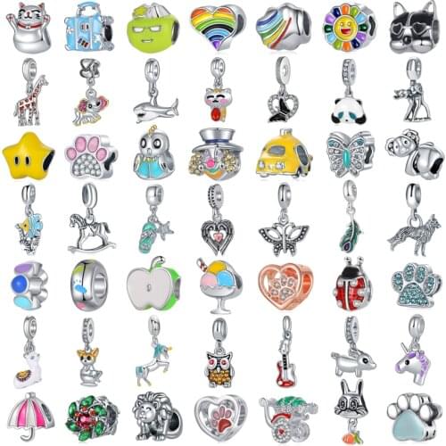 New Fashion Charm Original Yellow Stars Circus Clown Head Beads Suitable for Original Pandora Ladies Bracelet Jewelry Beads