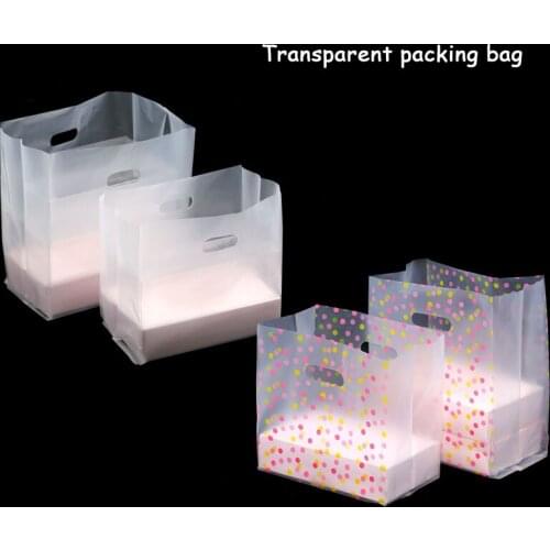 Disposable Takeout Food Packing Bags Waterproof Transparent Sushi Salad Takeaway Handbag Bread Fast Food One-off Packing Bag 50p