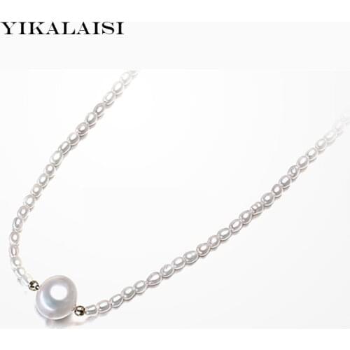 YIKALAISI 2017 Pearl Necklace 100% Natural White Freshwater Pearl Necklace For Woman Drop Pendant Necklace Lovers Best Gift