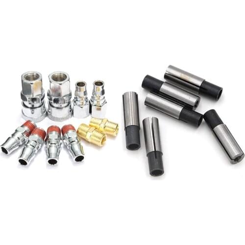 10Pcs 1/4 Inch Air Hose Pneumatic Quick Fitting Plug & 6 Pcs 1/4 Inch to 1/8 Inch Cnc Engraving Bit Router Adapter