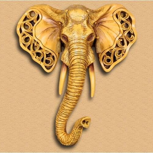 Elephant Pendant European Living Room Porch Animal Head Hanging Retro Wall Bar Wall Decorations Elephant Head Wall Decoration