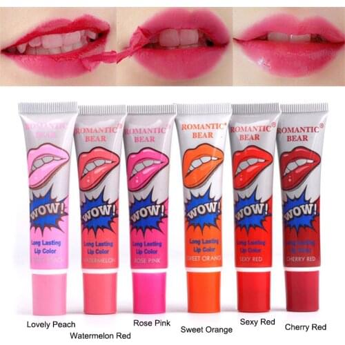 Amazing 6 Colors Peel Off Liquid Lipstick Waterproof Long Lasting Lip Gloss Mask Moisturizer Makeup Tear Pull Lip Lint Cosmetics