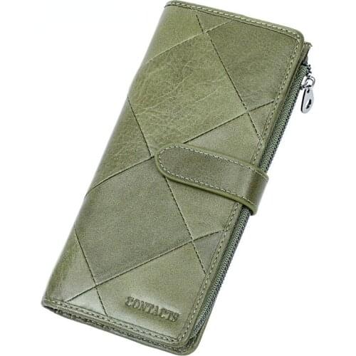 RFID Anti-theft Wallet Long Genuine Leather Women Wallet Multi-Card Holder Large Capacity Clutch Mobile Phone Clutch