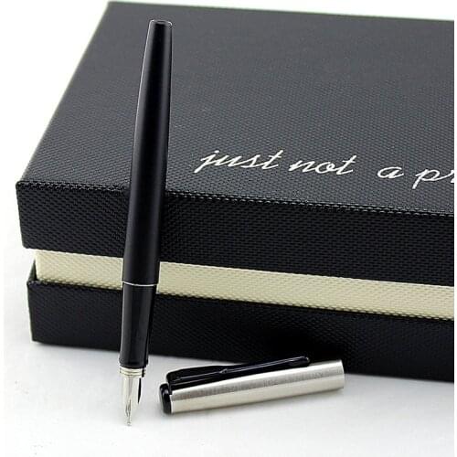 Luxury high quality Silver Stainless Steel Fountain Pen Medium 0.5MM Nib School Office Name Ink Pens Gift Stationery