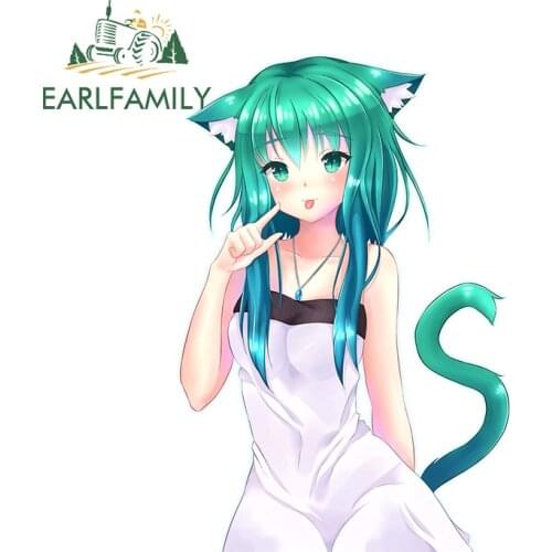 EARLFAMILY 13cm x 8.9cm for Neko Car Girl Sticker Camper Truck Decal Fashion Occlusion Scratch Anime Waterproof Decoration
