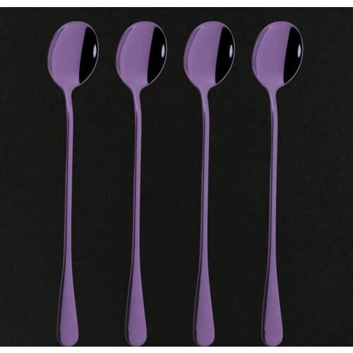 Dinnerware Set Purple Tableware Set Western Cutlery Stainless Steel Dinner Set Lonhandle Coffee Spoon Home Party Silverware Set