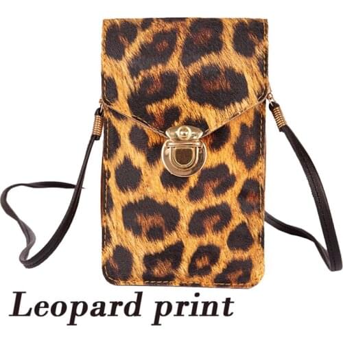 Crossbody Mobile Phone Bag PU Transparent Leopard Print for Keys Coins Money GK99