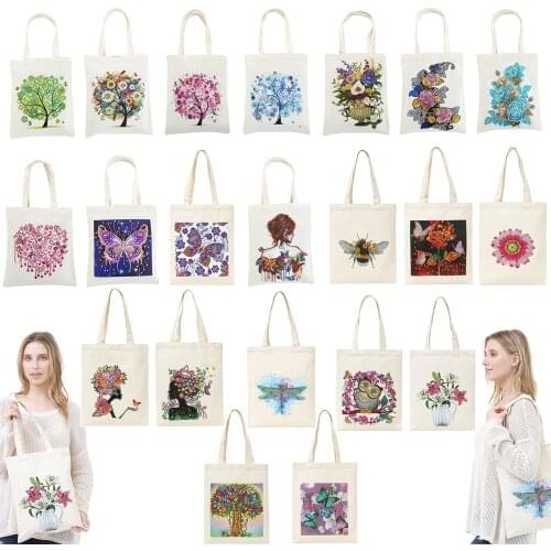 Diamond Painting Tote Bag Storage Bag Cotton Cross Stitch Embroidery Kit Reusable Durable Special Shaped Drill Shopping Bags New