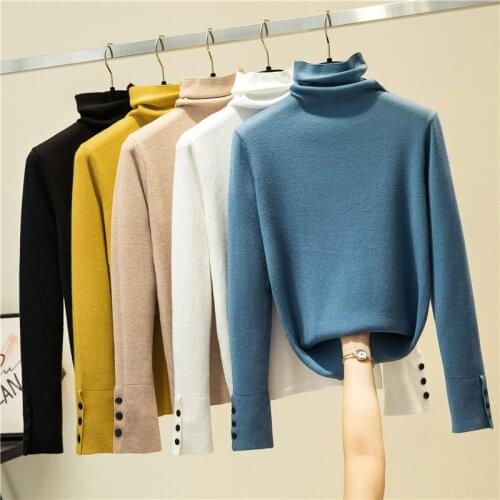 New TurtleNeck Sweater Women Fashion Solid Color Computer Knitted Casual Woman Sweaters Autumn Winter Slim Fit Lady Swaters