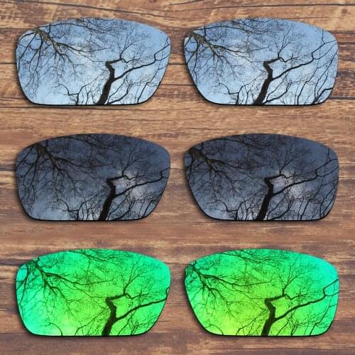 ToughAsNails 3 Pairs Black.Silver.Green Polarized Replacement Lenses for Oakley Fuel Cell OO9096 Sunglasses