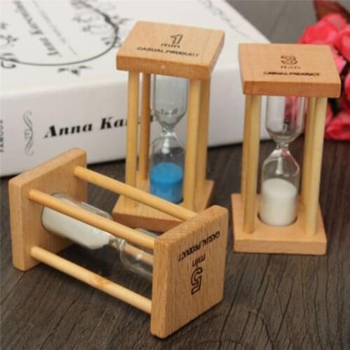 2PCS 1/3/5 Minutes Hourglass Wooden Hour Glass Sand Timer Clock Sandglass Tea Timers Crystal Craft Birthday Gift For Kids J30