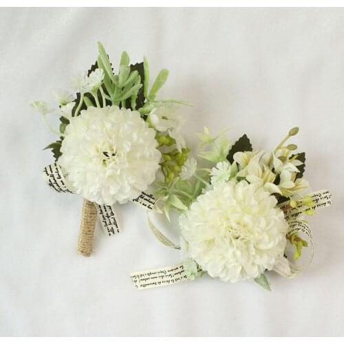 YO CHO Boutonniere Wedding Wrist Corsage Groom Brooch Artificial Silk Fake Flowers Bridesmaids Bracelet Prom Wedding Supplies