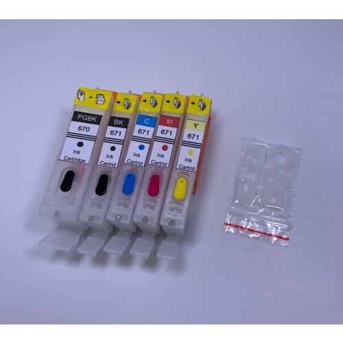 YOTAT 5pcs Refillable PGI-670 ink cartridge PGI-670XL CLI-671 for Canon PIXMA MG5760 MG5765 MG5766 MG6860 MG6865 TS8060 TS6060