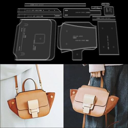Ladies Shoulder Bag Messenger Wings Bag Paper Grid Pattern Diy Handmade Leather Goods Leather Bag Acrylic Pattern Drawing