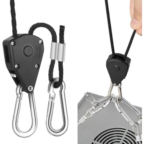 1/8" Pulley Rope Ratchet Locking Hanger Lifting Lanyard Tent Room Fan Grow Plant F1FC