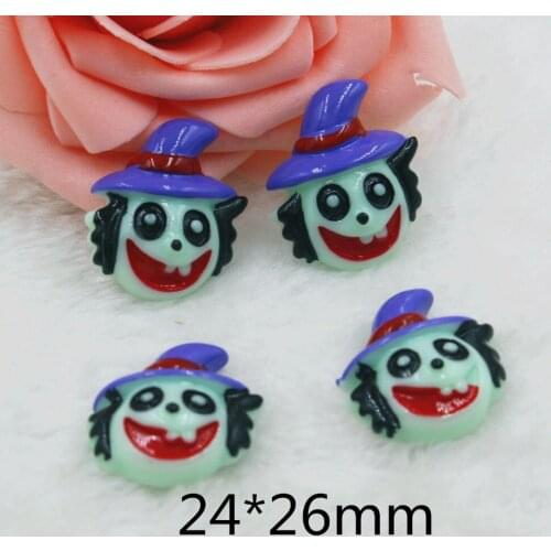 30pcs/lot flat back resin skull Halloween cabochons accessories for kids hair resin cartoon