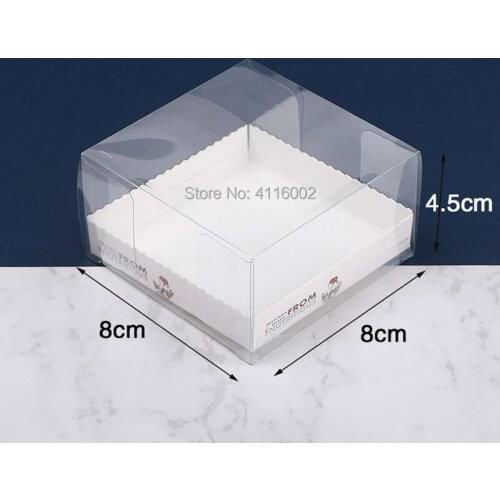 300pcs/lot 8*8*4.5cm Clear Egg Tart Box Muffin Cake Box Transparent PET Cupcake Box Food Pastry Packing