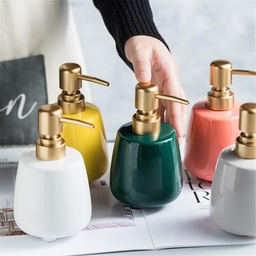 320ml Ceramic Soap Dispenser Bathroom Shower Gel Hand Sanitizer Shampoo Bottle Home Hotel Liquid Replace Empty Sub-bottle