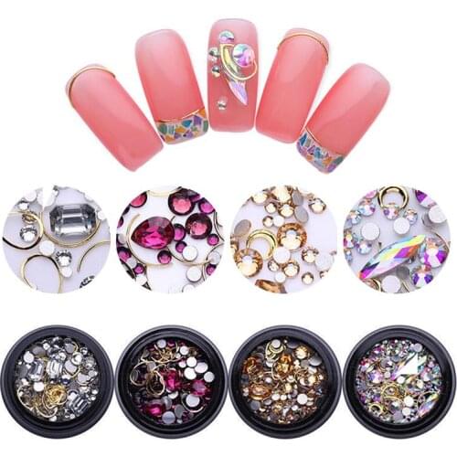 4 Boxes Kapmore Nail Rhinestone Fashion Shiny Creative Nail Charm Nail Art Decoration DIY Manicure Tools Accessories