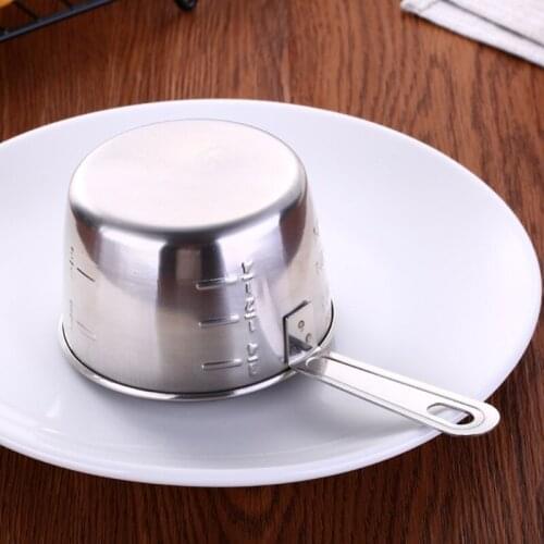 E7CB 4 Pcs Multi-size Kitchen Measuring Cup Durable Practical Spoon with Handle Stainless Steel Baking Utensil Kit Home Kitchen