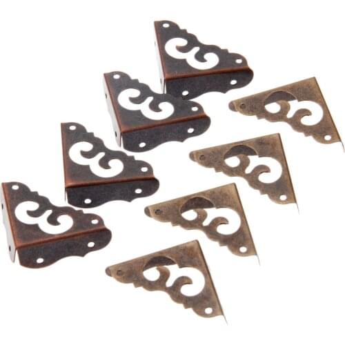 4Pcs Corner Bracket Antique Bronze/Red Brass Furniture Decor Jewelry Box Decorative Feet Leg Corner Protector Fittings 31mm*31mm