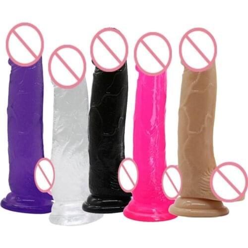 5 Color Jelly Transparent Color Simulation Dildos Big Medium And Small Strong Suction Female Masturbation Massage Sex Products