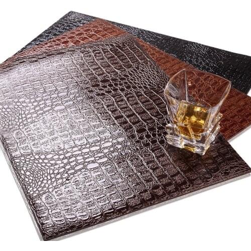 6 Pcs/Set Table Mats European Placemat PU Leather Crocodile Pattern Insulation Pads Wine Coffee Coasters Tableware Decoration