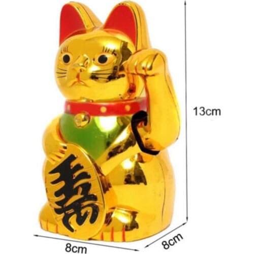 69HF Gold Maneki Neko Cute Lucky Cat Electric Craft Art Home Shop Hotel
