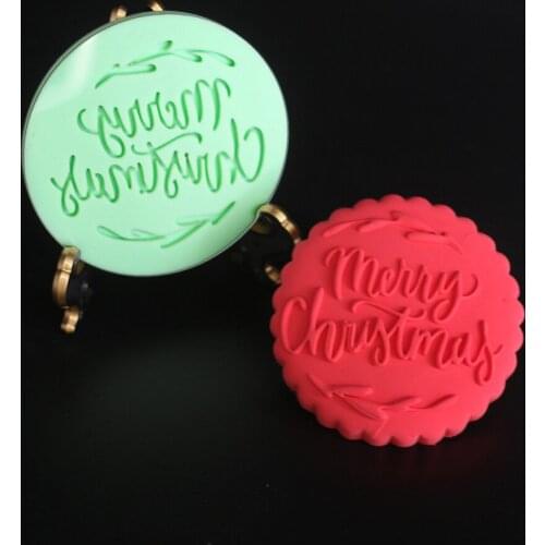 Acrylic Merry Christmas Stamp Embossed Mold Cake Fondant Mold Happy New Year Sugar Craft Cookies Embosser Cutter DIY Cake Tools