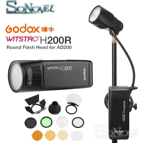 Godox AD200 TTL Flash H200R Ring Flash Head Accessories AK-R1 Barn Door,Snoot,Color Filter,Reflector,Honeycomb,Diffuser Ball Kit