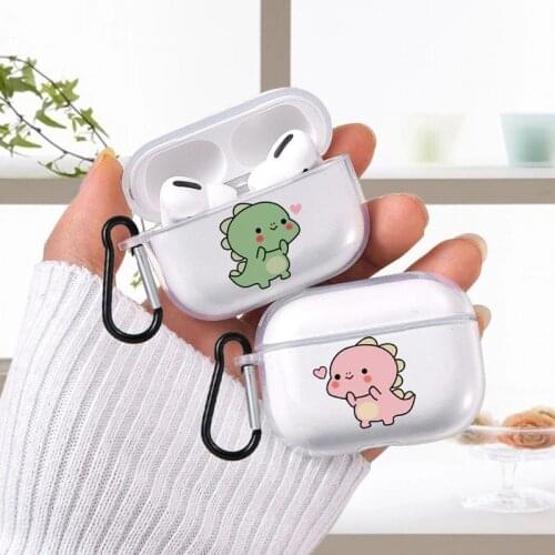 For Apple AirPods Pro Case Cute Cartoon Dinosaur Pattern Couple Wireless Earphone Box Air Pods 3 Funny Clear Cover Cases