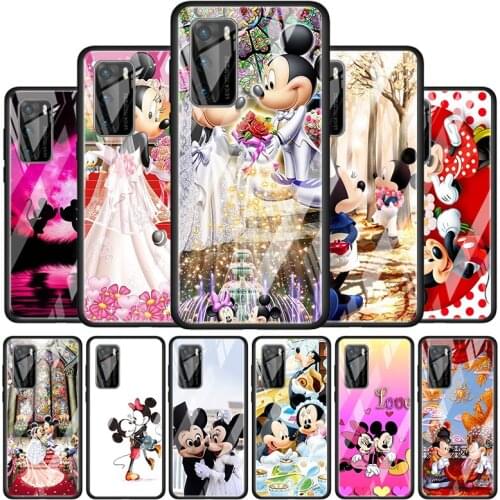 Mickey And Minnie Married Tempered Glass Cover For P40 P30 P20 P10 P Smart Z Pro Plus Lite 2019 2020 2021 Phone Case Coque