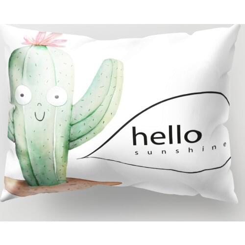 Fresh Cactus and Letters Cushion Cover 30x50cm Polyester Decorative Pillowcase Tropical Plants for Living Room Sofa Home Decor
