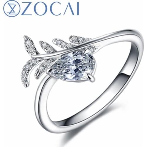 ZOCAI Design Engagement Ring Pear Shape Total Stone 0.55 CT D/VVS2 18K gold (AU750) Diamond ring Gift To Your Lover W06589