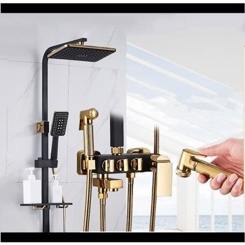 Shower set for home bathroom black pressurized shower set Nordic style bathroom