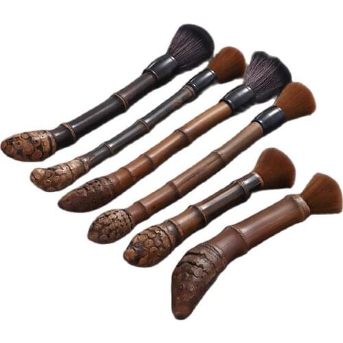 Purple bamboo root carbonized tea brush YangHuBi kung fu tea accessories manually polish bamboo crafts