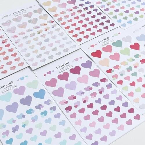 Gradient color Heart shape paper sticker DIY greeting card calendar decoration sticker journal envelope mark sealing stickers