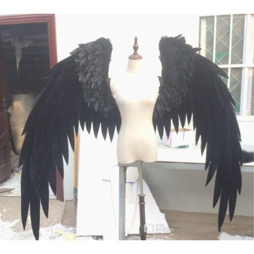 Costumed handmade beautiful white black feather angel wings for Fashion show shooting props Cosplay game costume party decor
